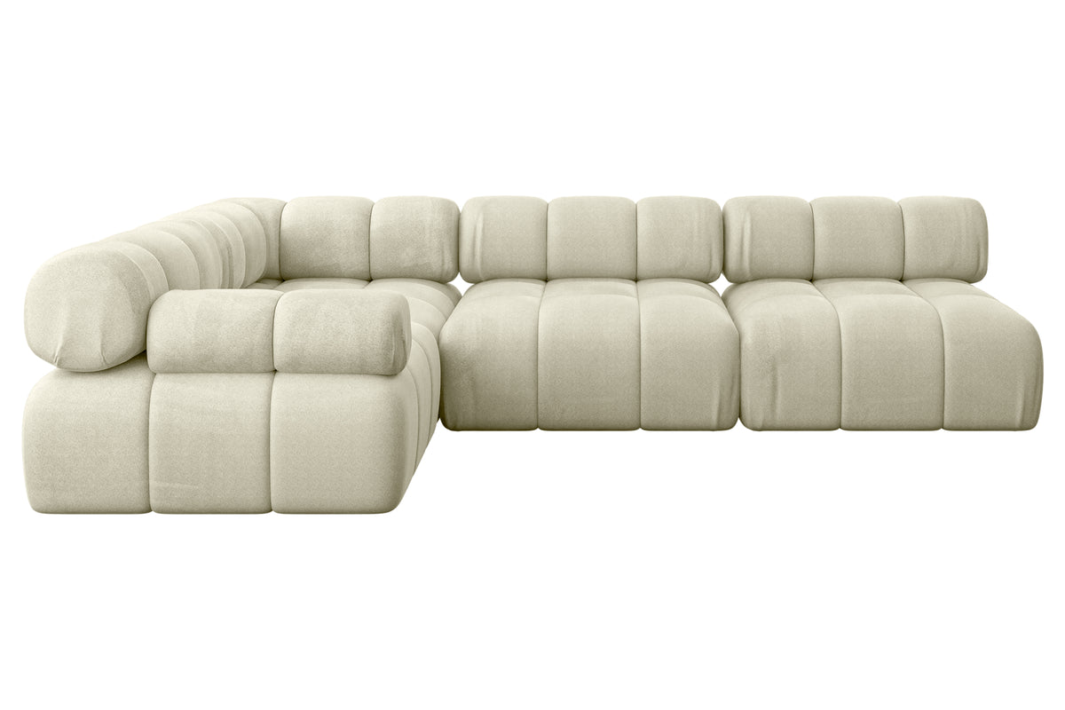 Ecksofa MENDE-L2 Samt, Beige - Monolith 04 / Ottomane Links / Ohne Schlaffunktion
