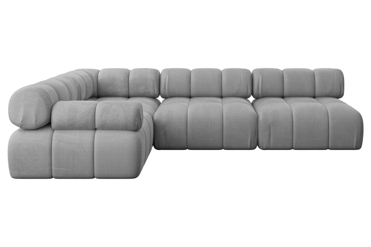 Ecksofa MENDE-L2 Samt, Grau - Monolith 84 / Ottomane Links / Ohne Schlaffunktion