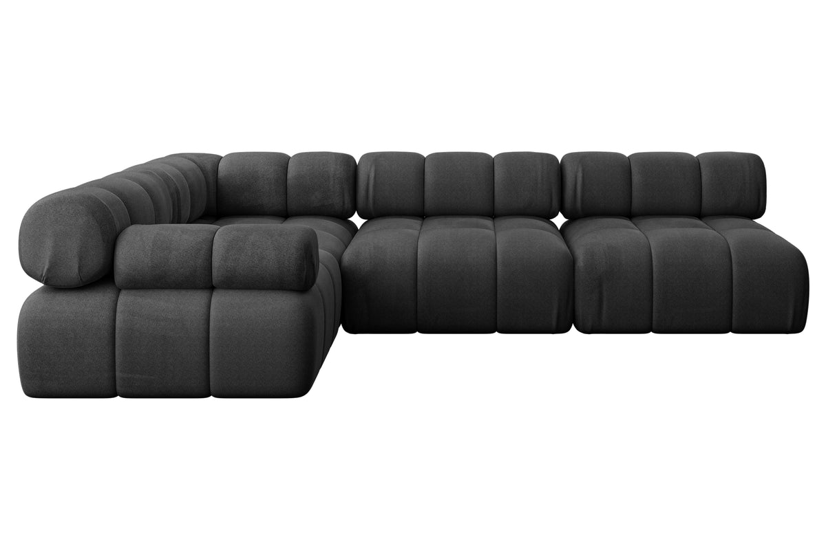 Ecksofa MENDE-L2 Samt, Schwarz - Monolith 95 / Ottomane Links / Ohne Schlaffunktion