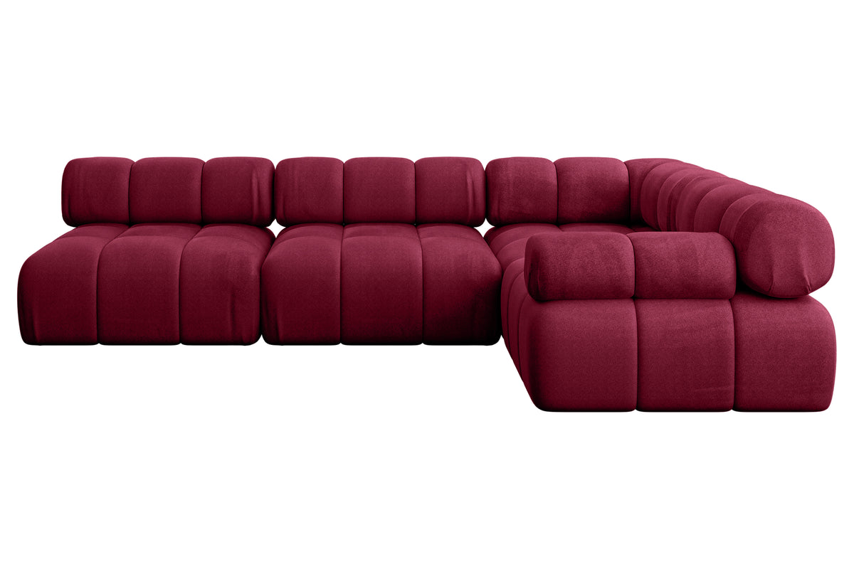 Ecksofa MENDE-L2 Samt, Bordeauxrot - Monolith 59 / Ottomane Rechts / Ohne Schlaffunktion