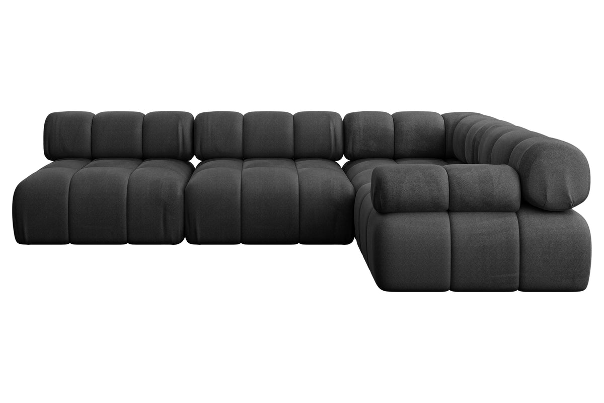 Ecksofa MENDE-L2 Samt, Schwarz - Monolith 95 / Ottomane Rechts / Ohne Schlaffunktion
