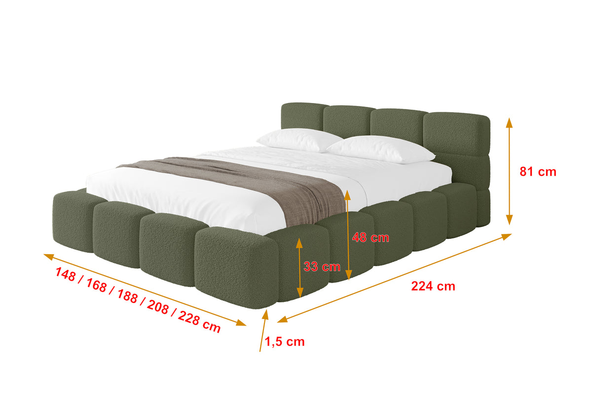 Łóżko tapicerowane NATA-v1 Bouclé