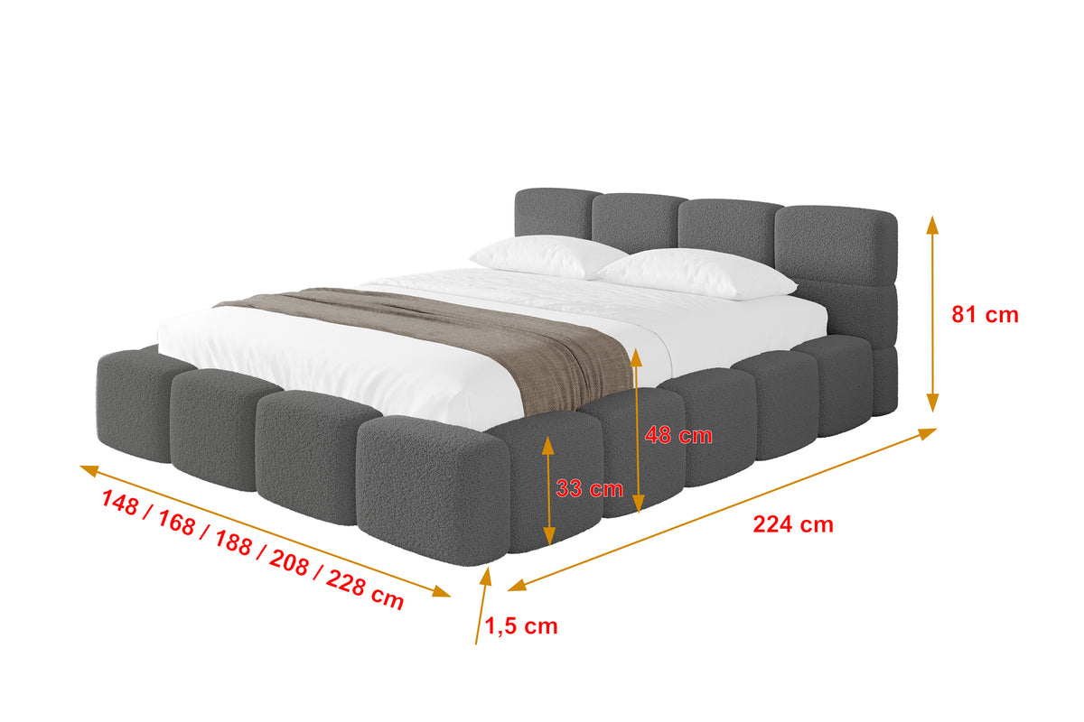 Łóżko tapicerowane NATA-v1 Bouclé