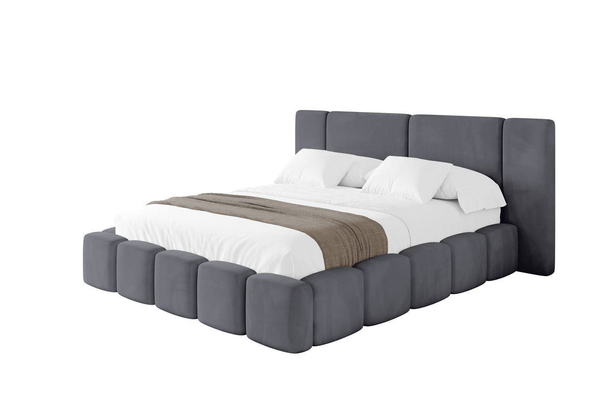 Polsterbett NILO Samt, Dunkelgrau - Casablanca 2315 / 120x200 cm / Mit Matratze