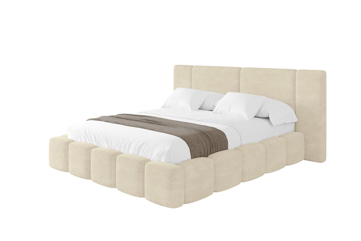 Polsterbett NILO Samt, Beige - Monolith 04 / 120x200 cm / Ohne Matratze