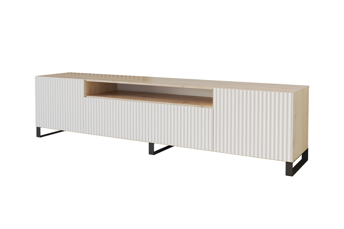 Szafka RTV NOA 2 otwarta, Dąb Artisan/Biały / 200 cm / Stojący