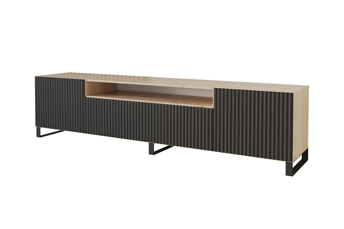 Szafka RTV NOA 2 otwarta, Dąb Artisan/Czarny / 200 cm / Stojący