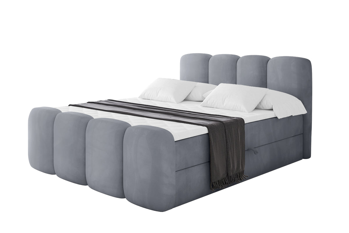 Łóżko boxspring NINA-Z welur, Szary - Casablanca 2314 / 120x200 cm / H3