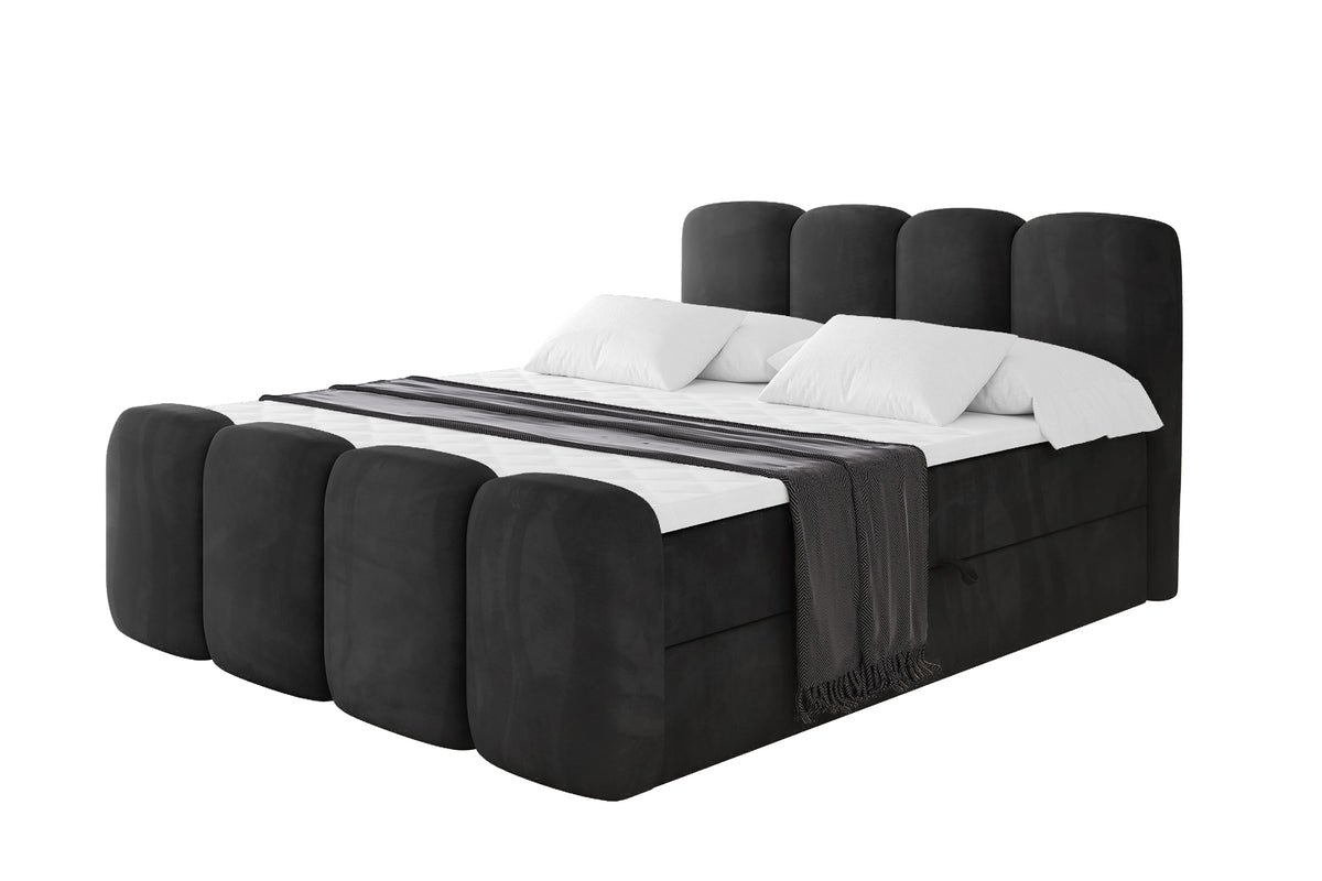 Łóżko boxspring NINA-Z welur, Czarny - Casablanca 2316 / 120x200 cm / H4