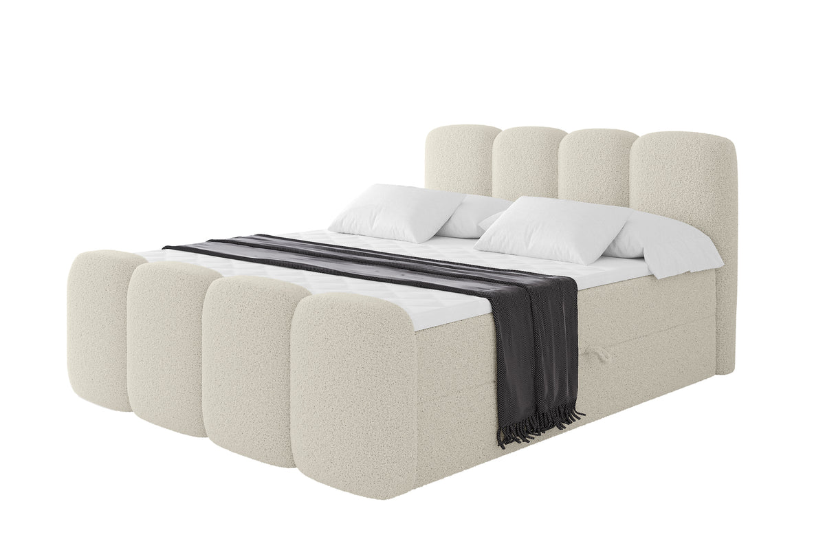 Łóżko boxspring NINA-Z Bouclé, Beżowy - Quelle 02 / 120x200 cm / H4