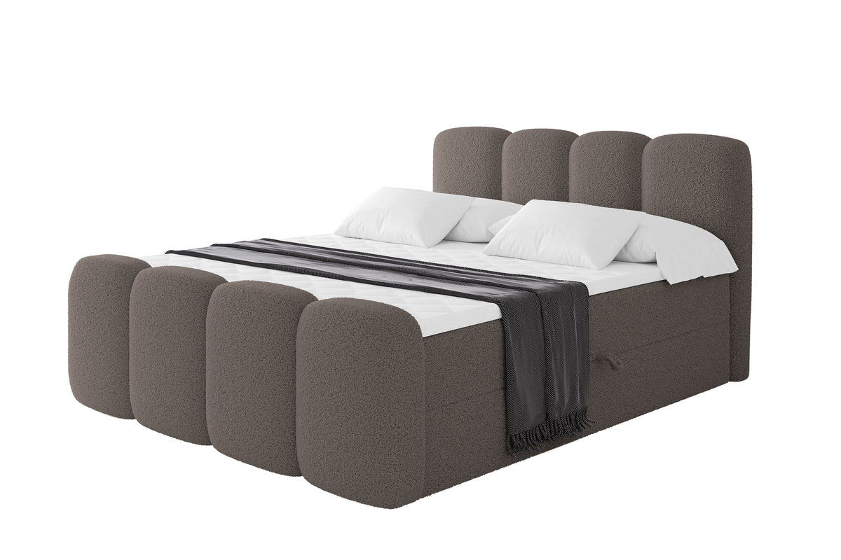 Łóżko boxspring NINA-Z Bouclé, Brązowy - Quelle 20 / 120x200 cm / H3