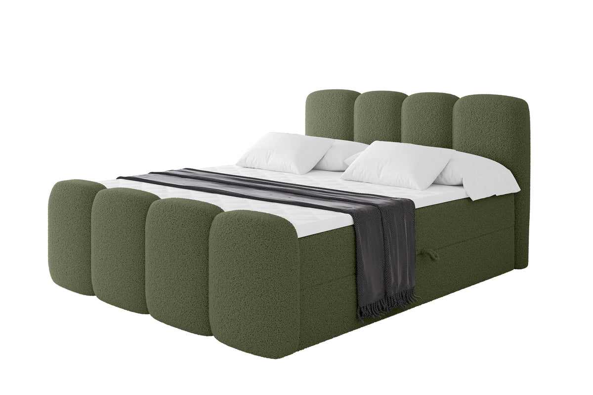Łóżko boxspring NINA-Z Bouclé, Zielony - Quelle 38 / 120x200 cm / H3