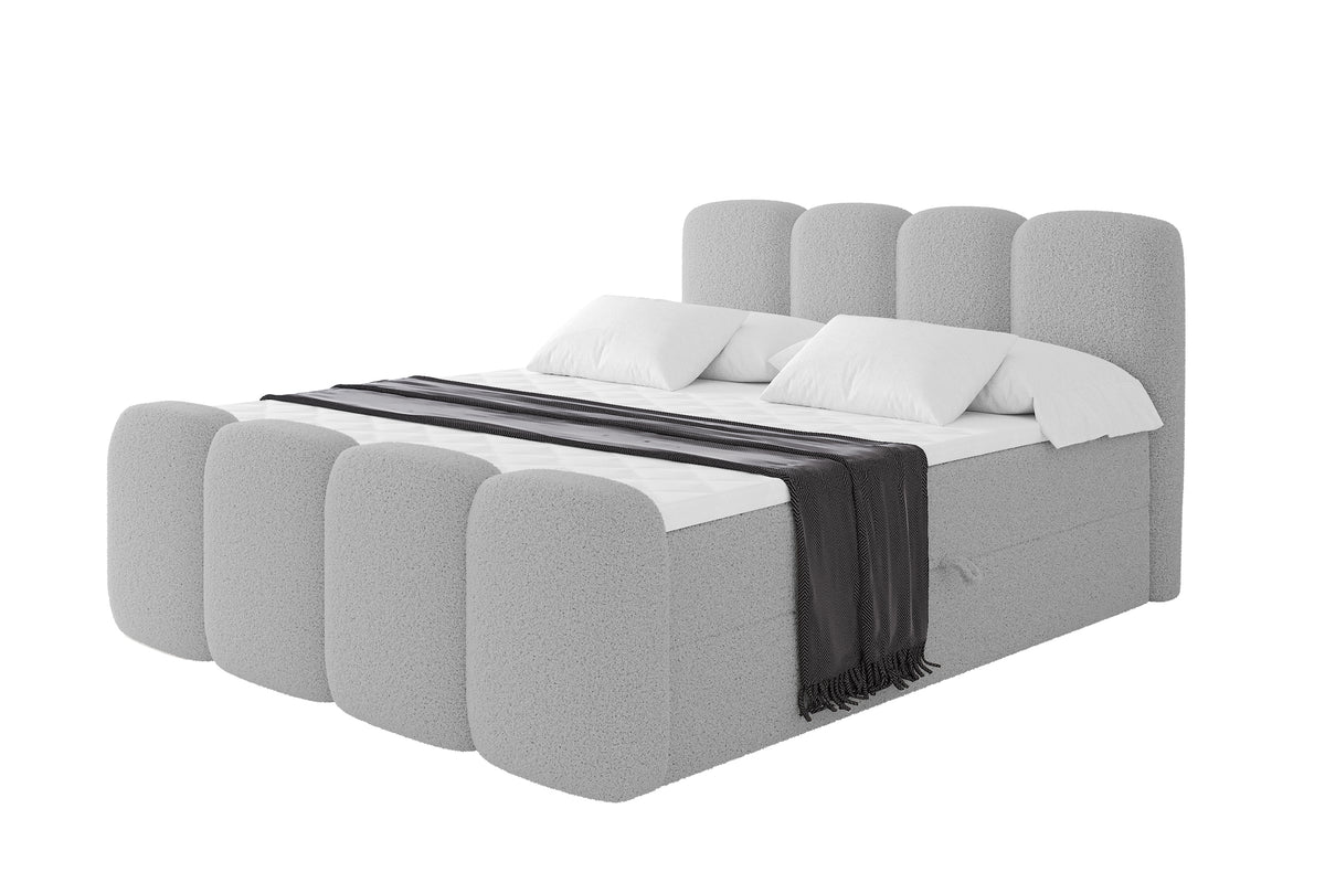 Łóżko boxspring NINA-Z Bouclé, Jasnoszary - Quelle 83 / 120x200 cm / H4