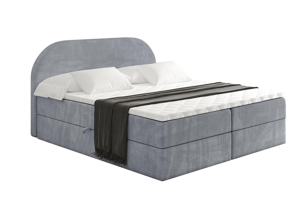 Łóżko boxspring NOX welur, Szary - Casablanca 2314 / 120x200 cm / H3
