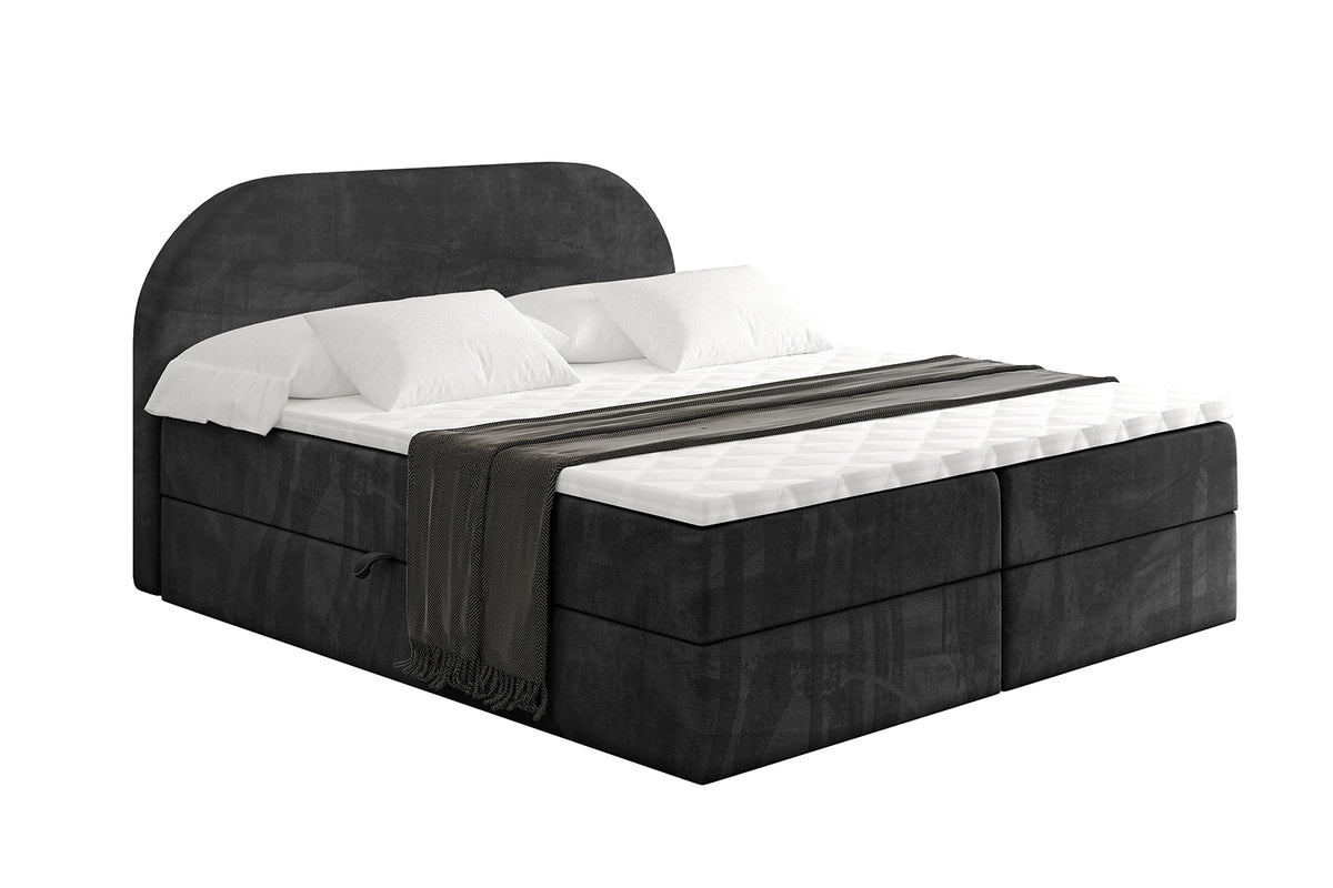 Łóżko boxspring NOX welur, Czarny - Casablanca 2316 / 120x200 cm / H3