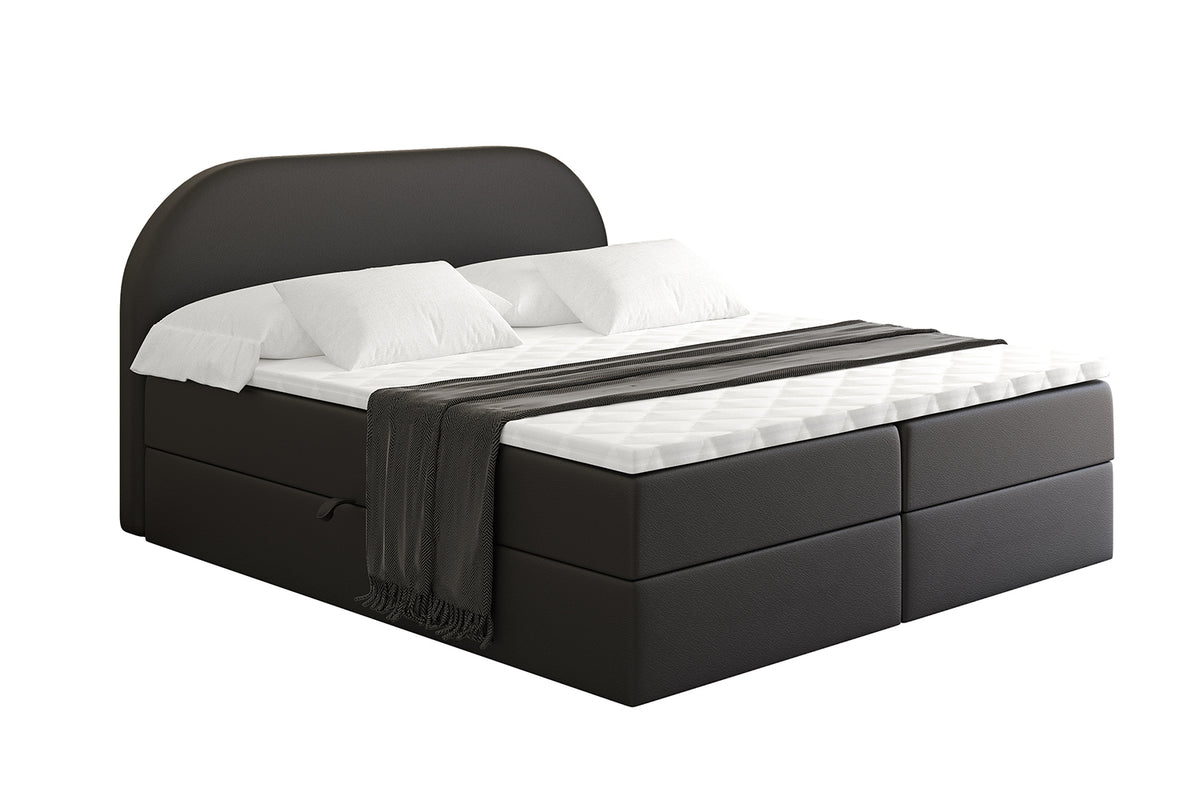 Łóżko boxspring NOX ekoskóra, Czarny - Soft 11 / 120x200 cm / H4