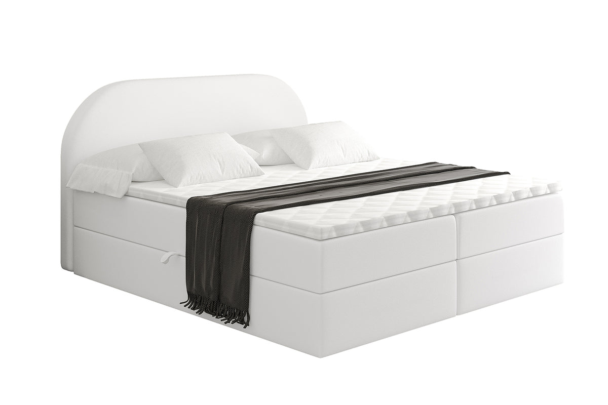 Łóżko boxspring NOX ekoskóra, Biały - Soft 17 / 120x200 cm / H4