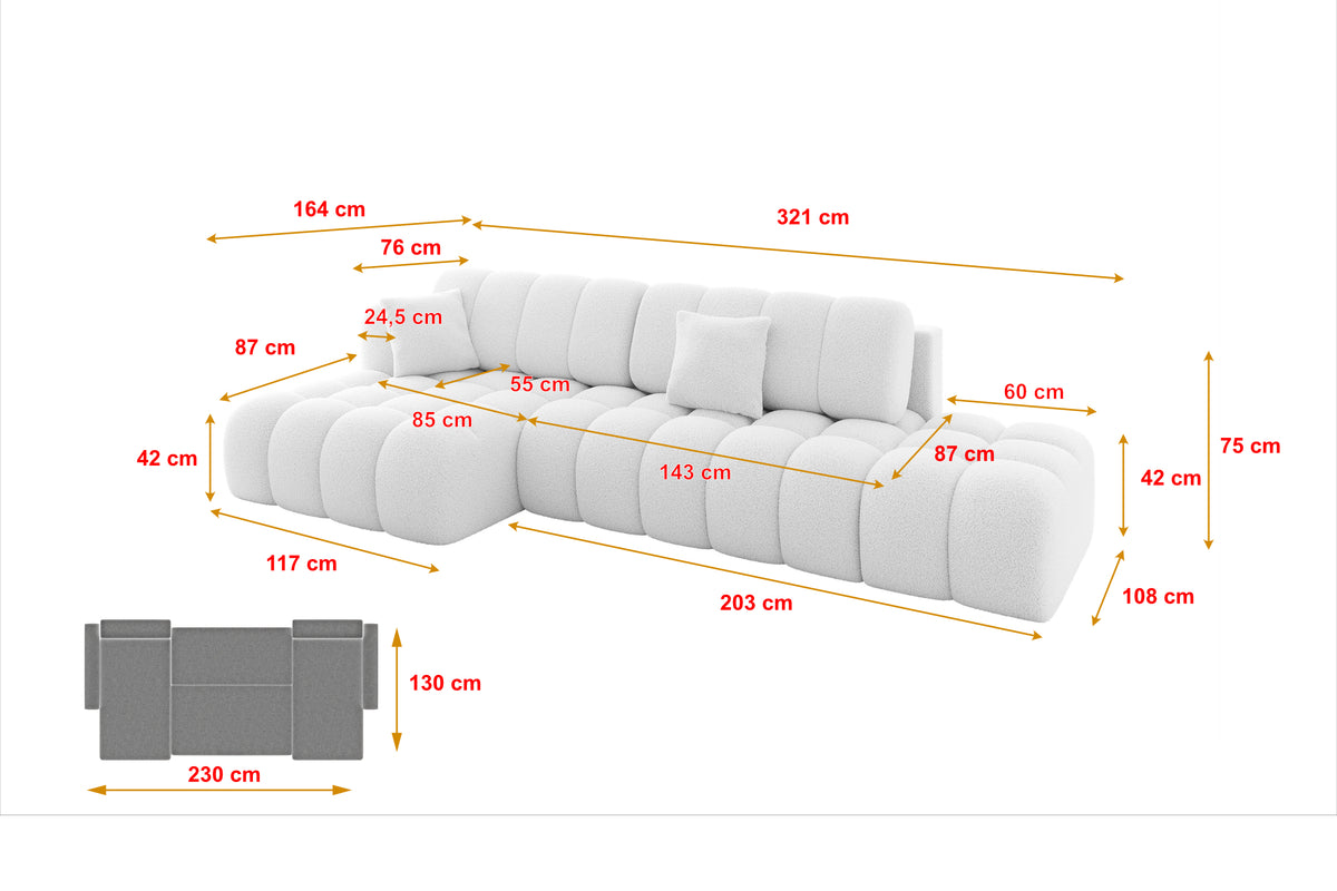 Ecksofa OLEA-L2 Bouclé