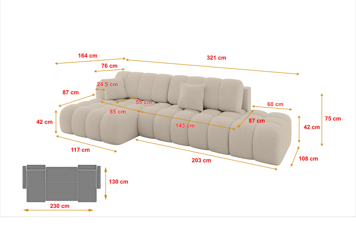 Ecksofa OLEA-L2 Bouclé