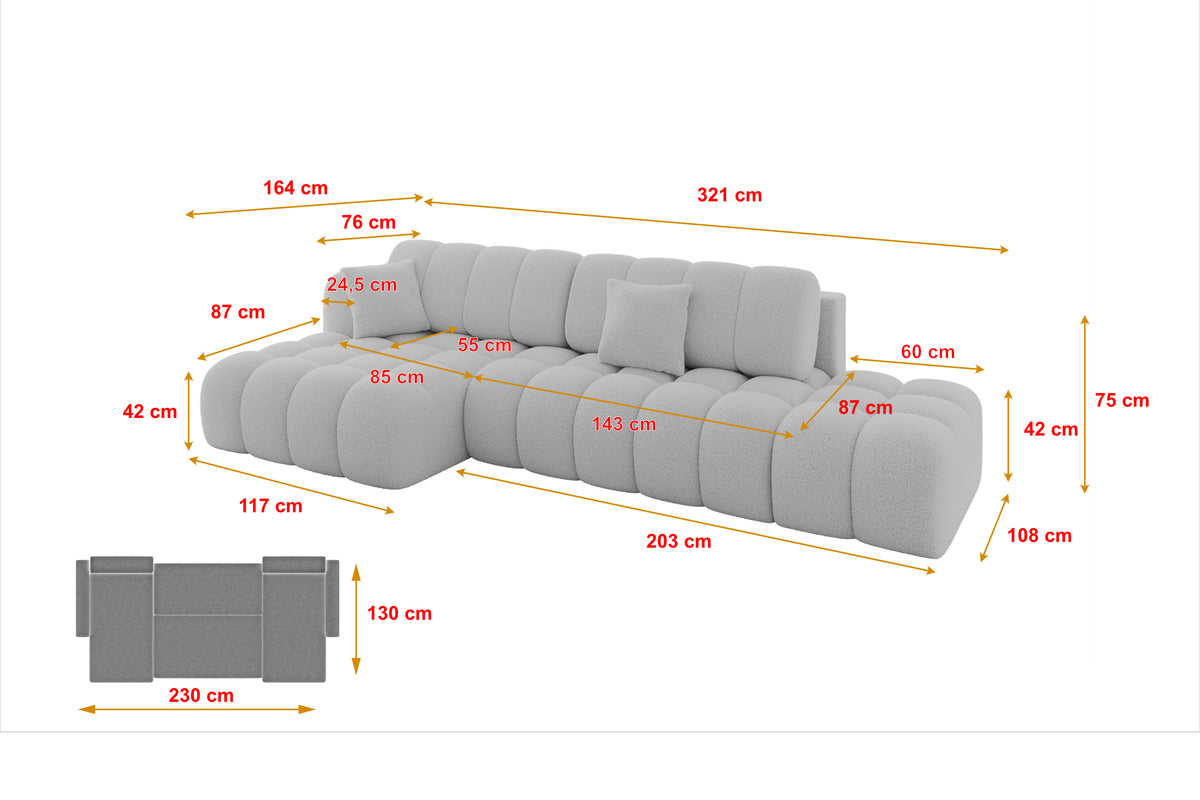 Ecksofa OLEA-L2 Bouclé