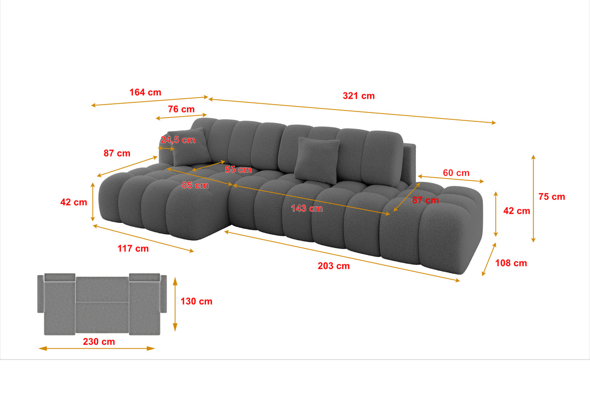Ecksofa OLEA-L2 Bouclé