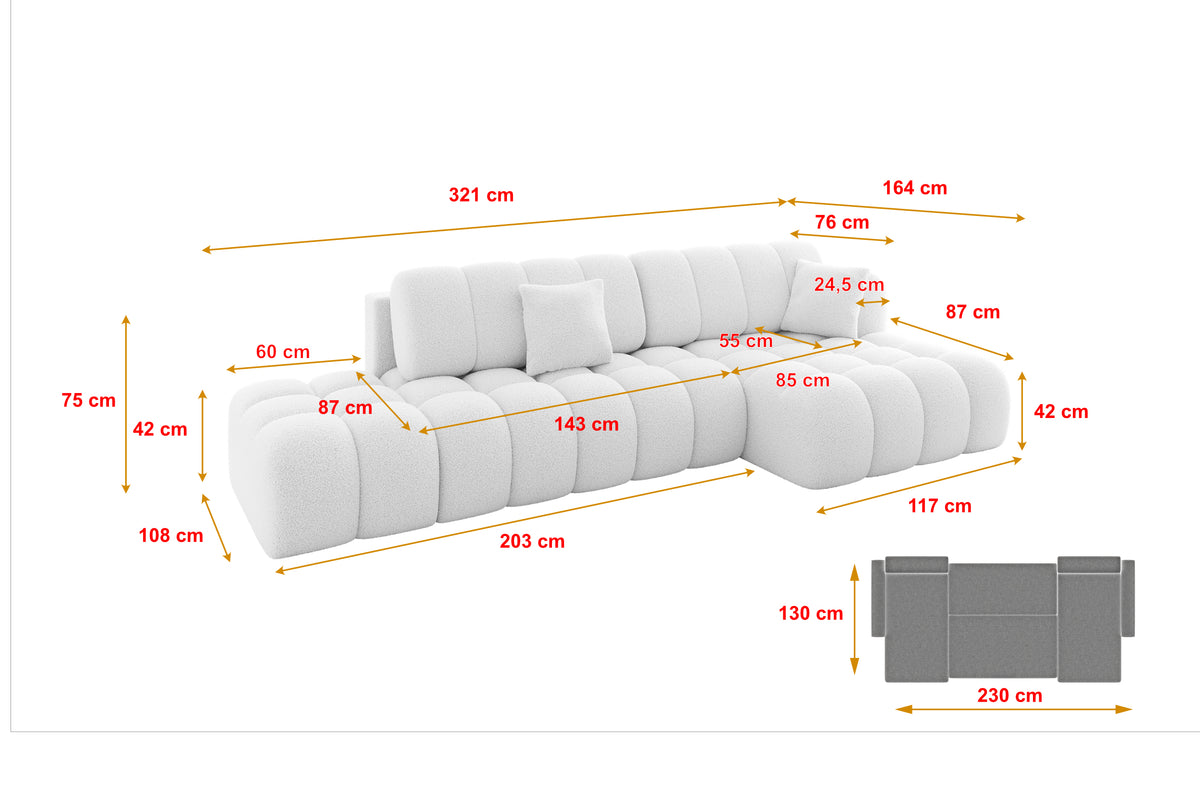 Ecksofa OLEA-L2 Bouclé
