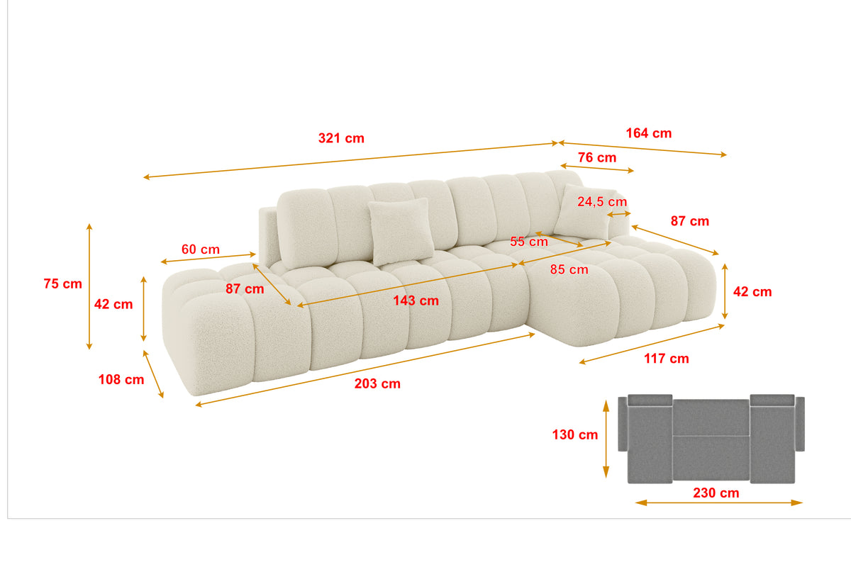 Ecksofa OLEA-L2 Bouclé