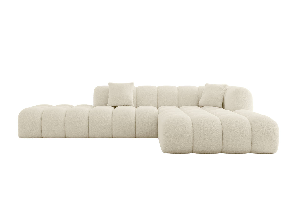 Ecksofa OLEA-L2 Bouclé, Beige - Quelle 02 / Ottomane Rechts / Ohne Schlaffunktion
