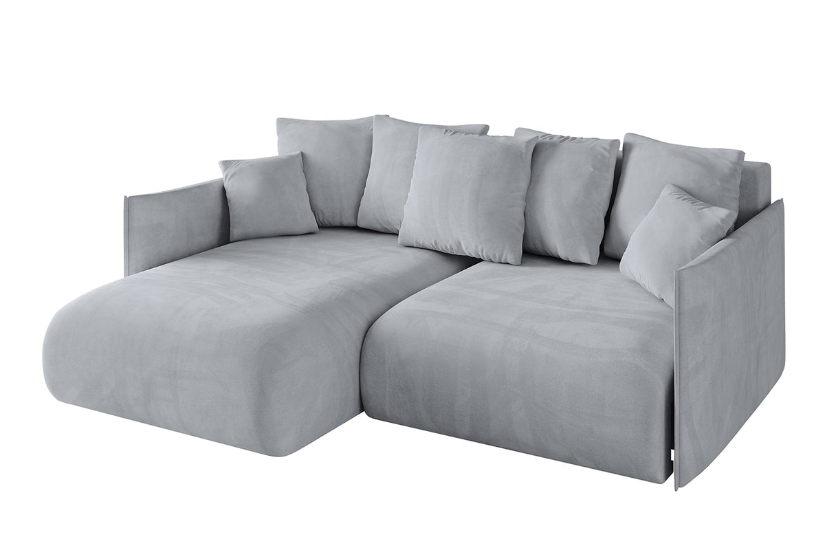 Ecksofa ONESK-L Samt, Grau - Dream Velvet 202.17 / Ottomane Links / Mit Schlaffunktion