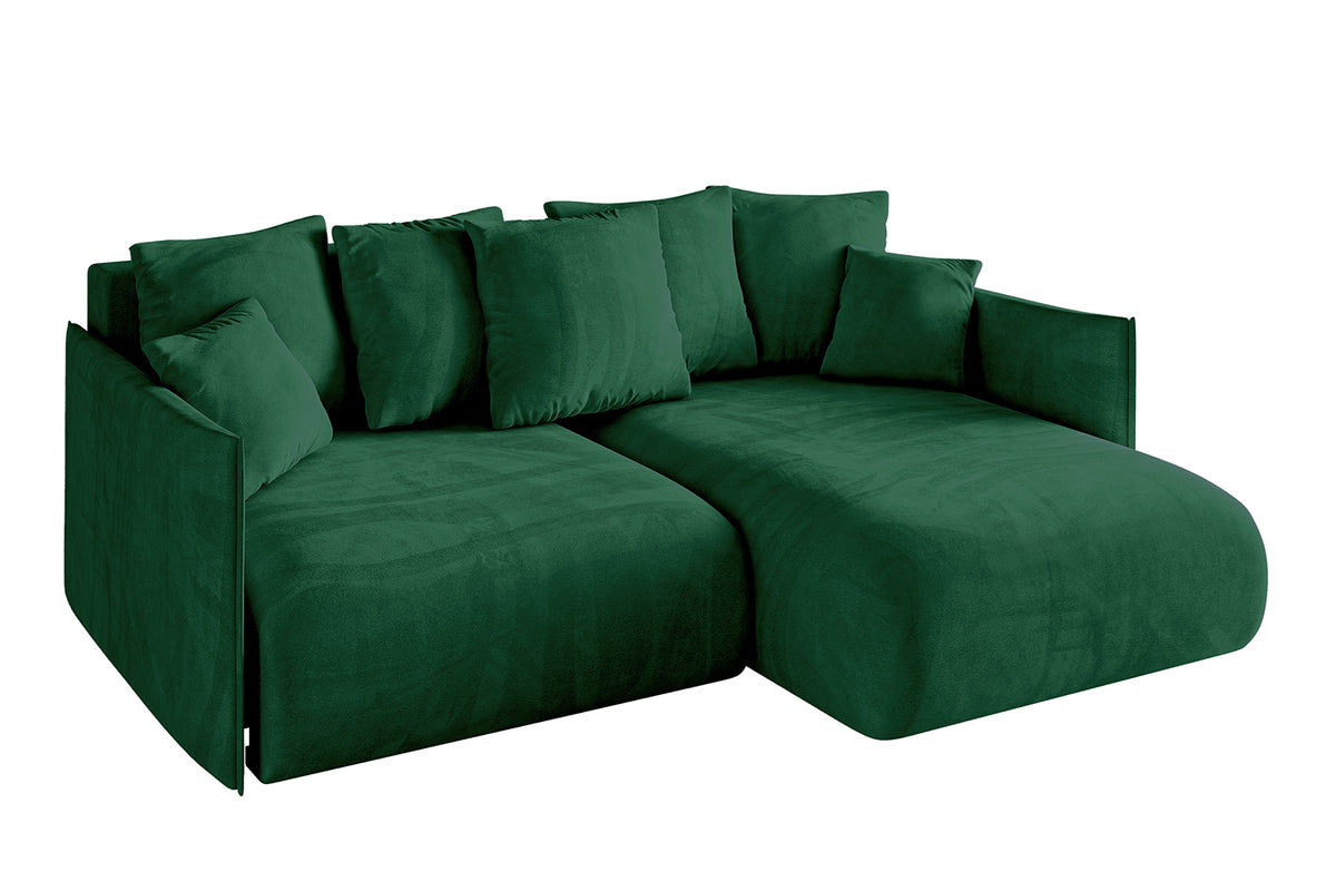 Ecksofa ONESK-L Samt, Grün - Kronos 19 / Ottomane Rechts / Mit Schlaffunktion
