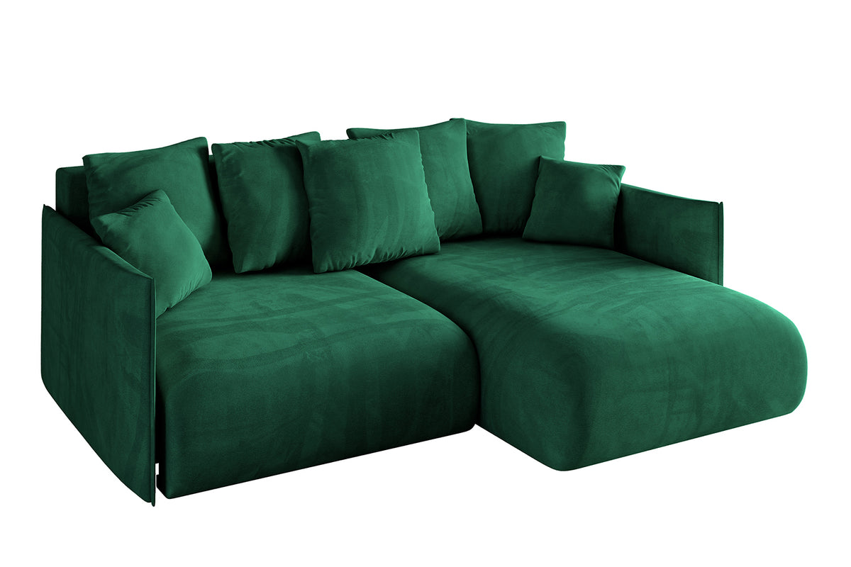 Ecksofa ONESK-L Samt, Grün - Dream Velvet 202.31 / Ottomane Rechts / Mit Schlaffunktion