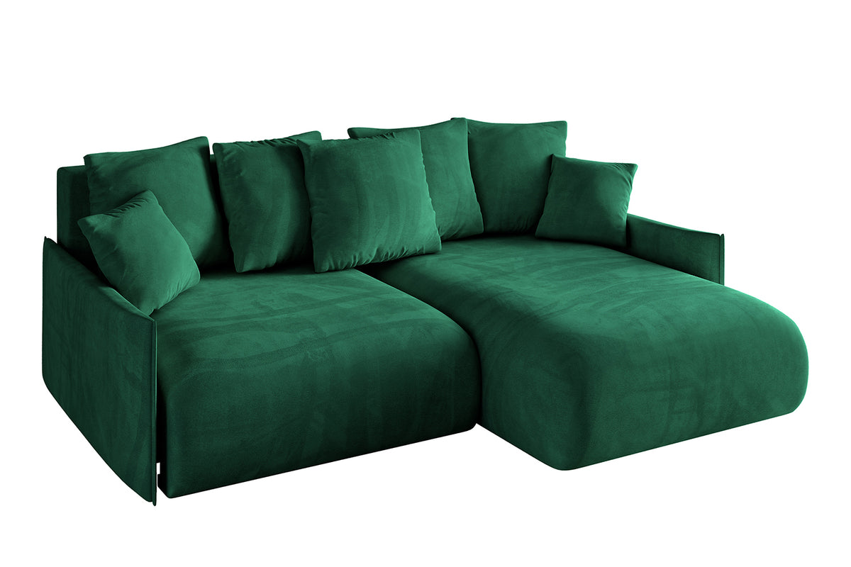 Narożnik ONESK-L-v1 welur, Zielony - Dream Velvet 202.31 / Otomana z prawej / Z funkcją spania