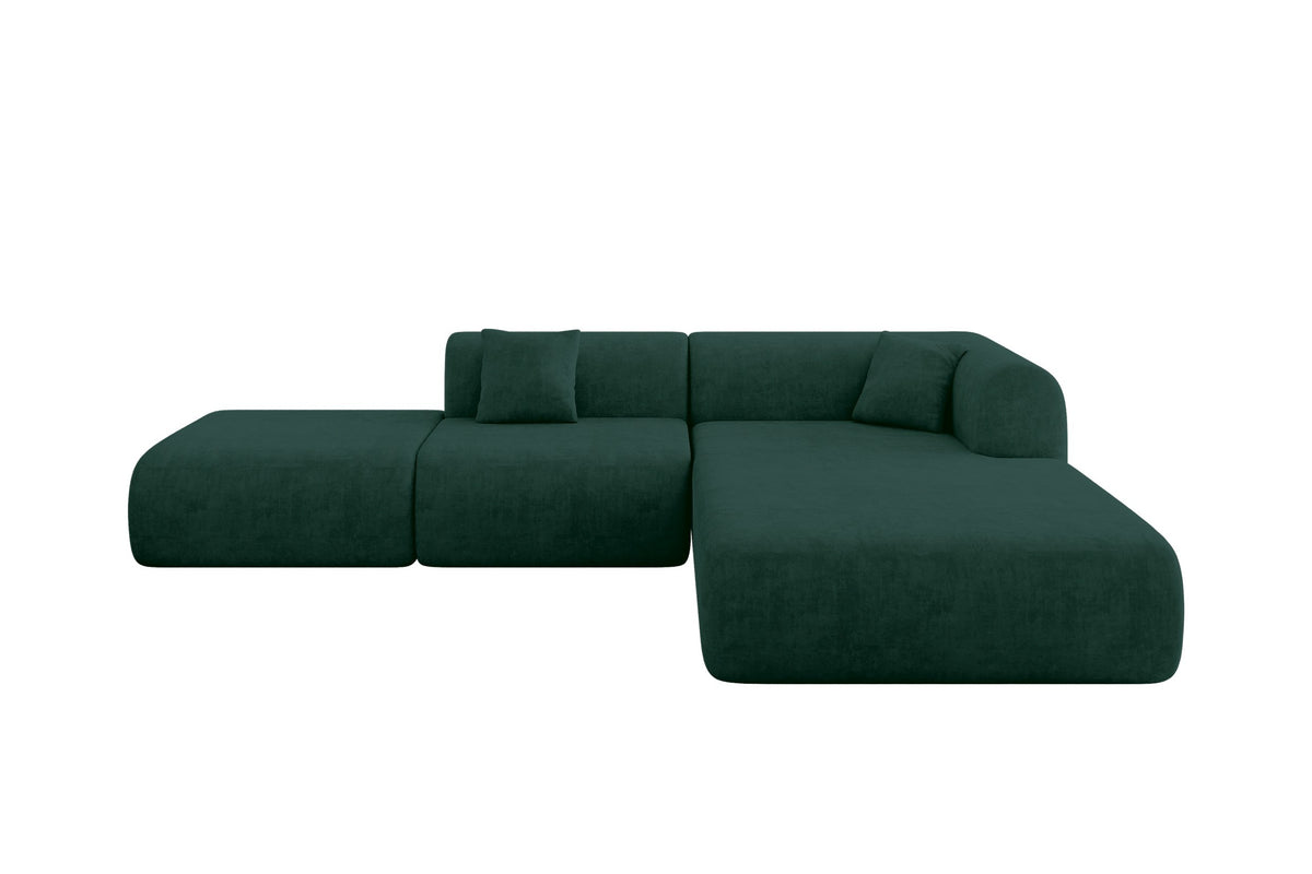 Ecksofa OVLY-L Samt, Grün - Dream Velvet 202.31 / Ottomane Rechts / Ohne Schlaffunktion