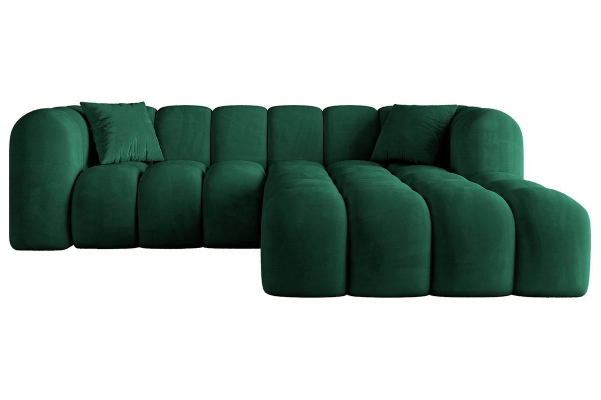 Ecksofa OLEA-L1 Samt, Grün - Dream Velvet 202.31 / Ottomane Rechts / Ohne Schlaffunktion