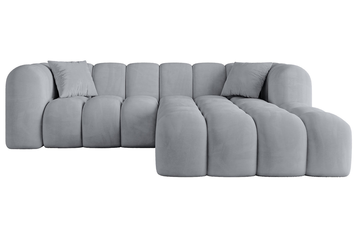Ecksofa OLEA-L1 Samt, Grau - Dream Velvet 202.17 / Ottomane Rechts / Ohne Schlaffunktion