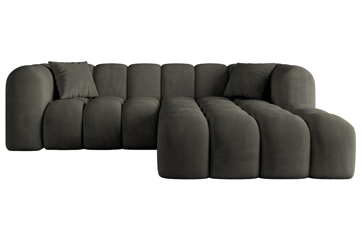 Ecksofa OLEA-L1 Samt, Schwarz - Dream Velvet 202.12 / Ottomane Rechts / Ohne Schlaffunktion