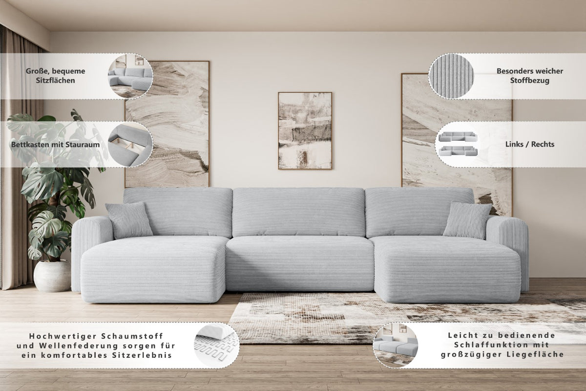 Wohnlandschaft ORRO-U Bouclé