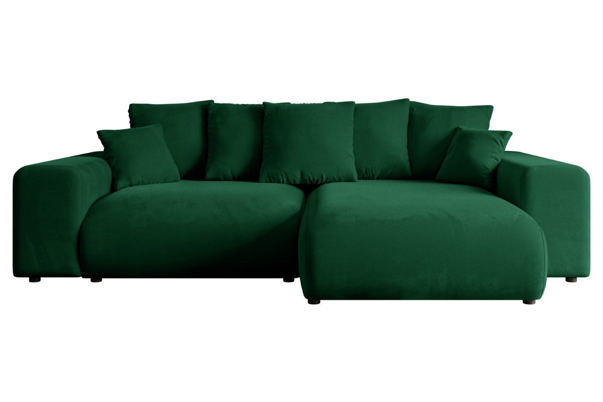 Ecksofa ESKAR-L Samt, Grün - Kronos 19 / Ottomane Rechts / Mit Schlaffunktion