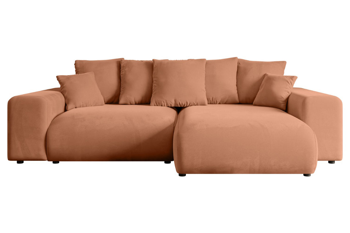 Ecksofa ESKAR-L Samt, Apricot - Kronos 41 / Ottomane Rechts / Mit Schlaffunktion