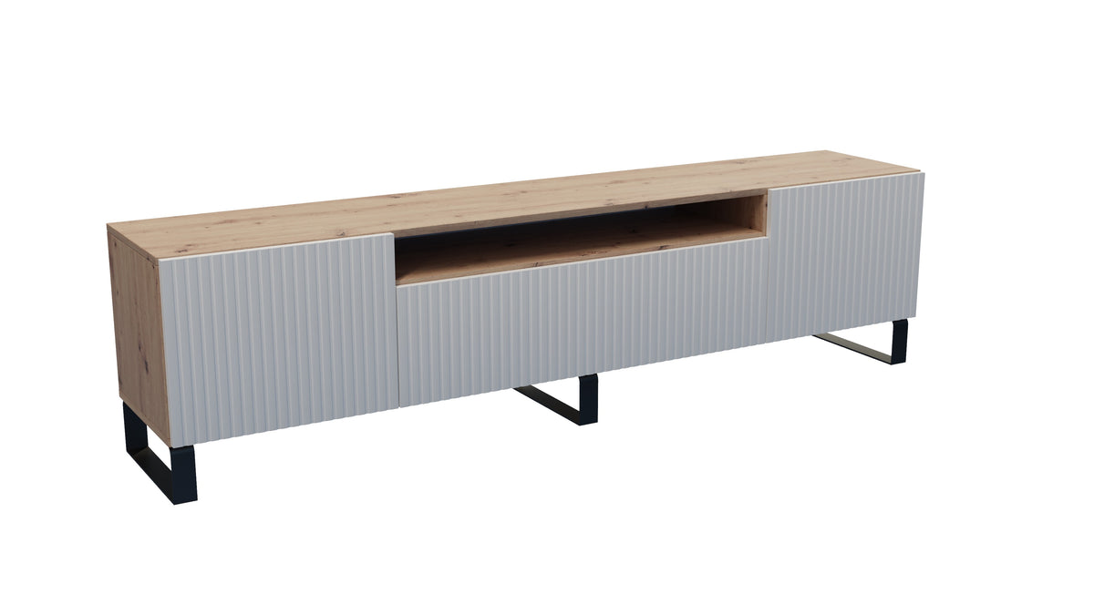 Lowboard TILO offen, Braun/Weiß / 200 cm / Stehend