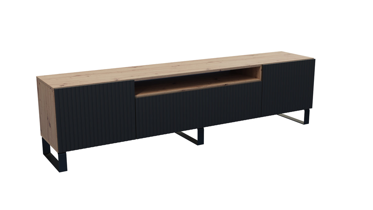 Lowboard TILO offen, Braun/Schwarz / 200 cm / Stehend