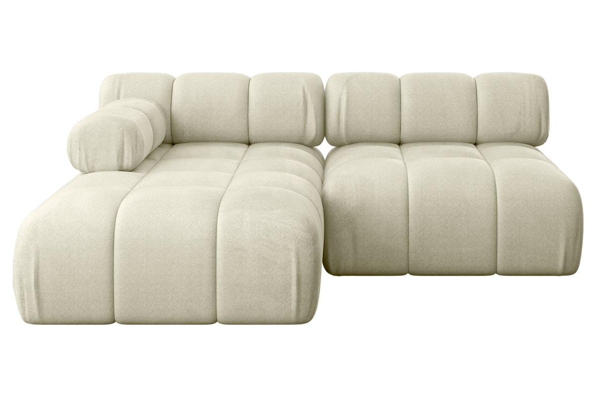 Ecksofa RAZON-L1 Samt, Beige - Monolith 04 / Ottomane Links / Ohne Schlaffunktion