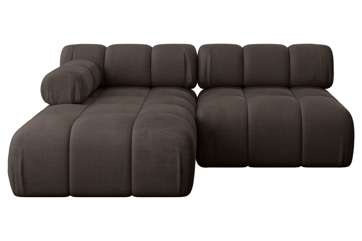 Ecksofa RAZON-L1 Samt, Braun - Monolith 15 / Ottomane Links / Ohne Schlaffunktion