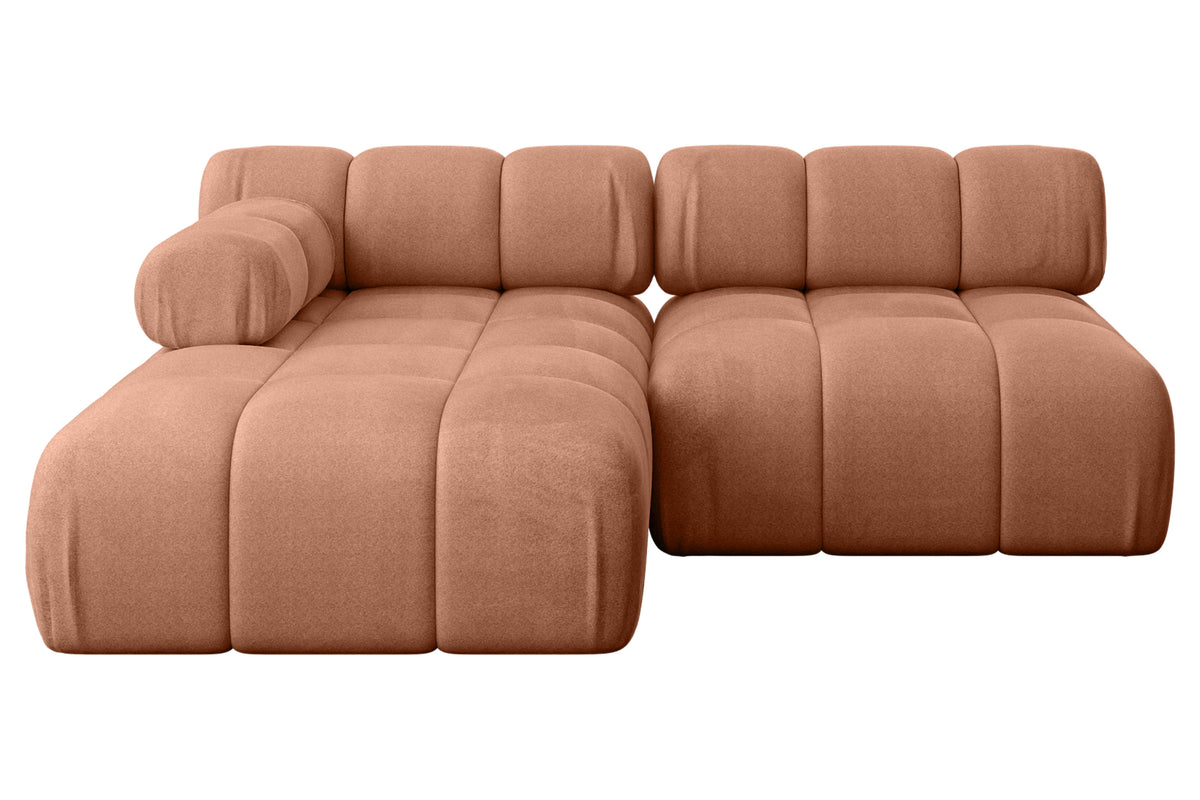 Ecksofa RAZON-L1 Samt, Apricot - Monolith 61 / Ottomane Links / Ohne Schlaffunktion