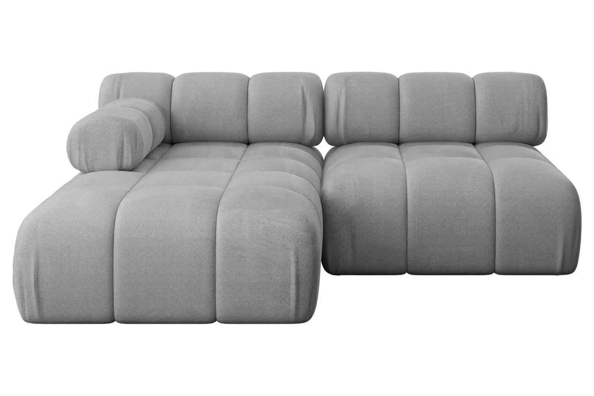 Ecksofa RAZON-L1 Samt, Grau - Monolith 84 / Ottomane Links / Ohne Schlaffunktion