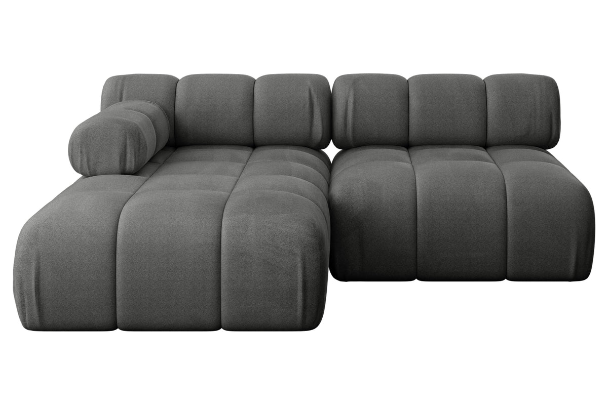 Ecksofa RAZON-L1 Samt, Dunkelgrau - Monolith 92 / Ottomane Links / Ohne Schlaffunktion