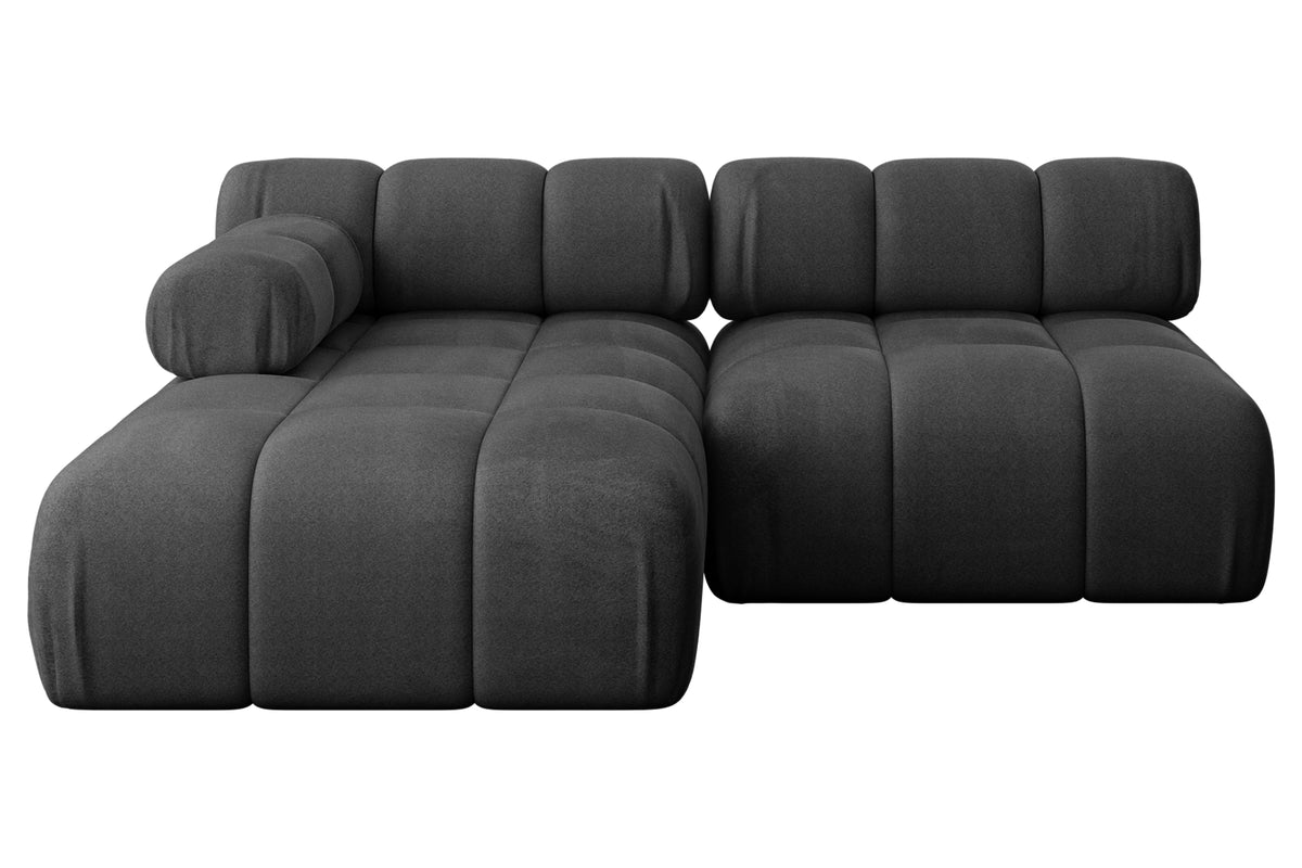 Ecksofa RAZON-L1 Samt, Schwarz - Monolith 95 / Ottomane Links / Ohne Schlaffunktion