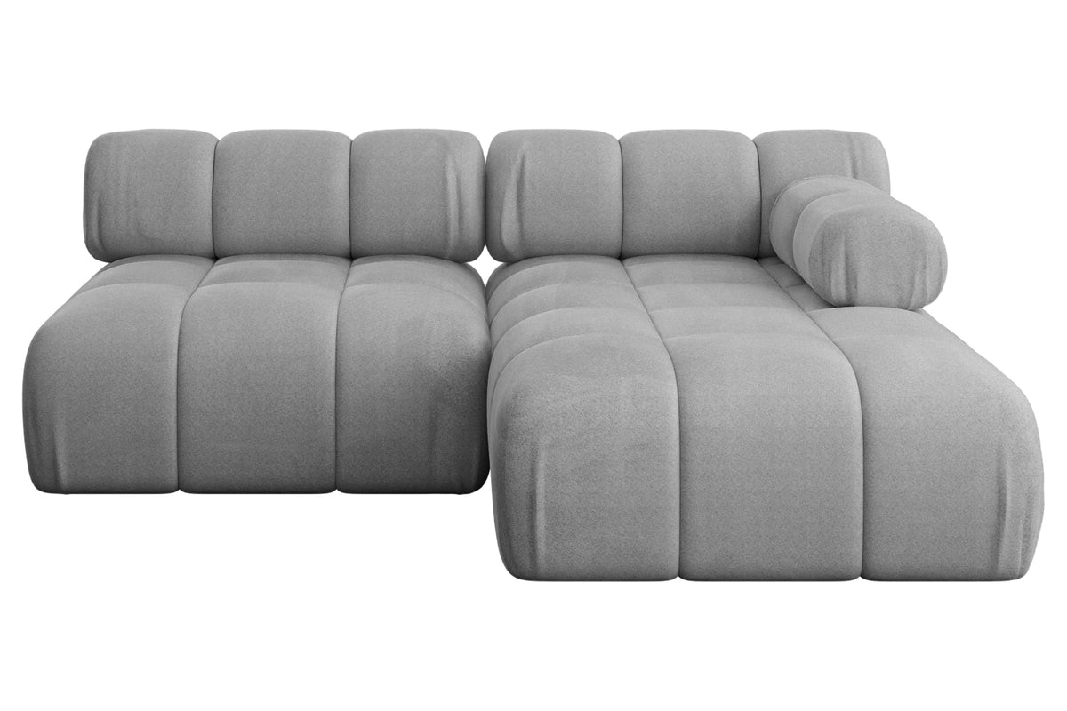 Ecksofa RAZON-L1 Samt, Grau - Monolith 84 / Ottomane Rechts / Ohne Schlaffunktion