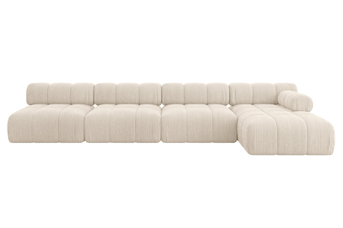 Ecksofa RAZON-L3 Cord, Beige - Poso 105 / Ottomane Rechts / Ohne Schlaffunktion