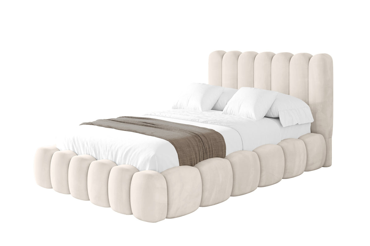 Polsterbett SENA Samt, Beige - Casablanca 2301 / 120x200 cm / Mit Matratze